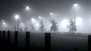 mist sportpark koedijkslanden lantaarnpaal licht nevel