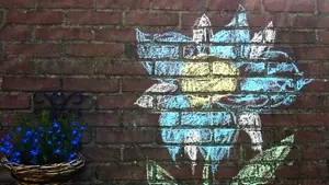 muurbloem krijttekening